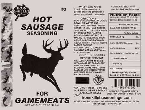 Generic Iron Skillet's Hot Italian Venison Sausage Seasoning, 1.75 Ounce (Pack of 1)