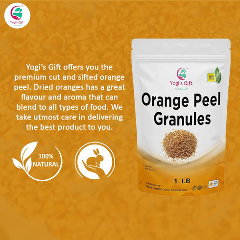 1 LB Dried Orange Peel | Rich Citrus Aroma and Flavour | Small Granules | Perfect for Tea, Cookies, Rye breads