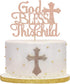God Bless this Children Cake Topper, Rose Gold Glitter Baptism Cake Toppers for Christening, First Communion Baby Shower