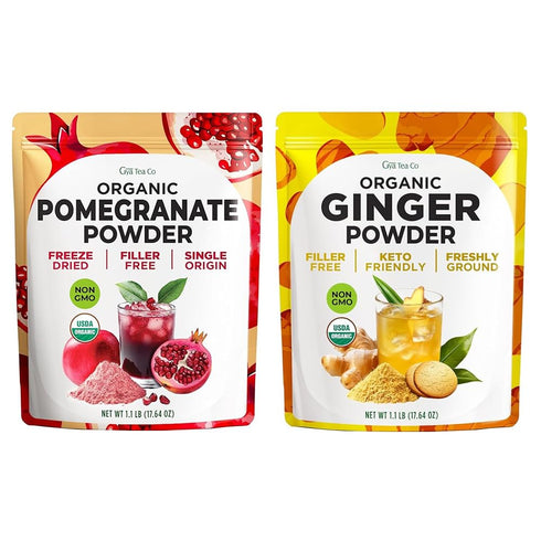 Gya Tea Co Pomegranate Powder & Ginger Power Set - Freeze-Dried Fruit