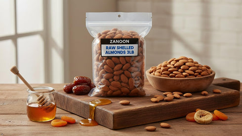 3LB Almonds by ZANOON Raw, Large California Almonds, High Protein & Vitamin E, Gluten-Free, Kosher, Vegan, Unsalted