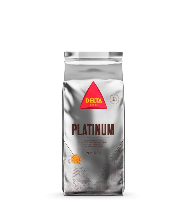 Delta Cafs Platinum Whole Bean Coffee 1kg/35.2oz, Intensity 12, Arabica & Robusta