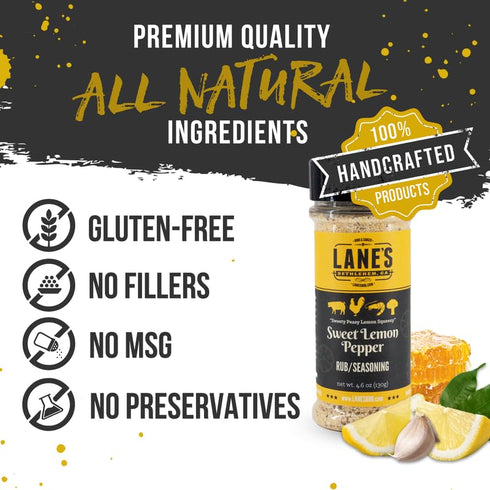 Lane's Sweet Lemon Pepper Seasoning, All-Natural Lemon Blend with Citrus, Honey, 4.6 Oz, Made in USA