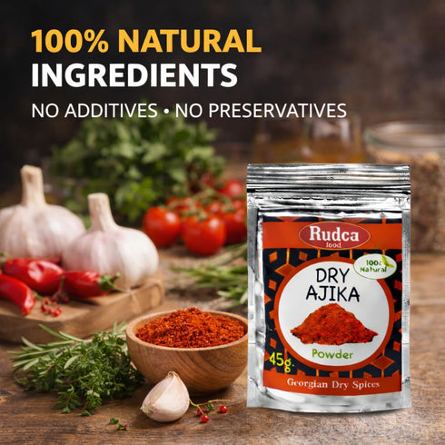45 Rudca Food Dry Adjika Traditional Georgian Spice Blend, Aromatic Savory Seasoning Powder, Garlic Herb Mix, g