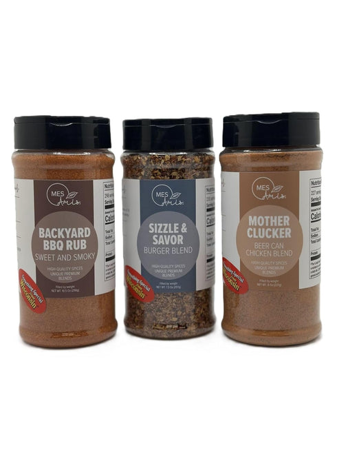 Mes Amis Grill Masters Trio - Gourmet Blends & All-Purpose BBQ Seasonings - Sizzle