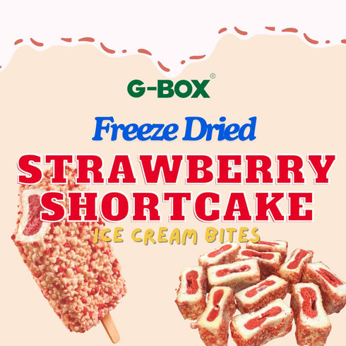 (3.5 OZ G-BOX Freeze Dried Ice Cream| Crunch Strawberry Shortcake Ice Cream Bites - Perfect for Camping, Outdoor