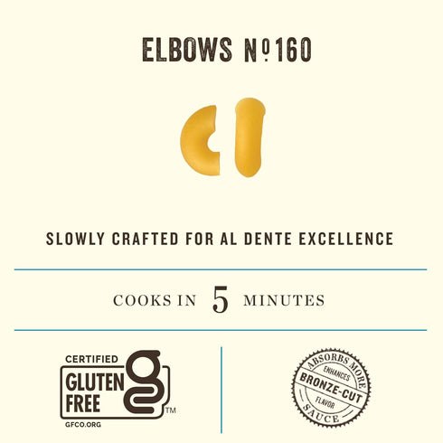 Rummo Elbows N.160 Elbow 12 (Pack 4) Gluten Free Pasta - Macaroni Noodles, Made with Brown Rice & Corn, Whole Wheat