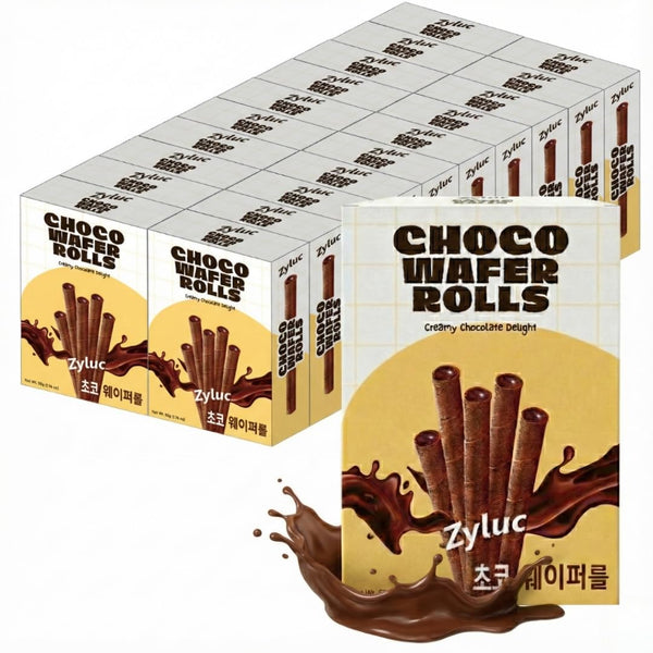 Zyluc Chocolate Wafer Rolls Crispy Cream-Filled Cookies with Real Cocoa, Portion-Controlled Snack,