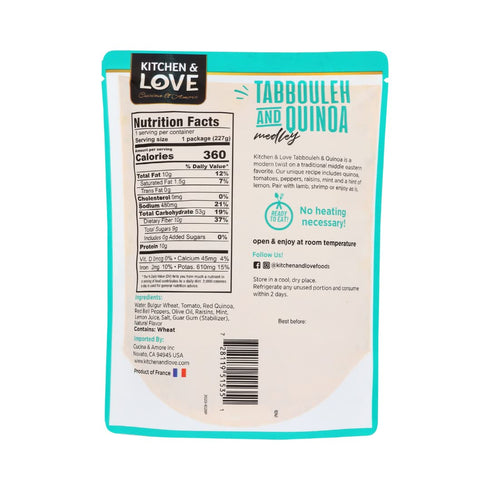 8oz (3 Pack) Kitchen & Love Tabbouleh & Quinoa Medley | Pre-Cooked, Microwave Ready Pouch, Shelf Stable, Non-GMO