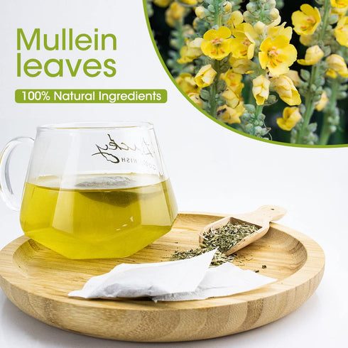 40 Mullein Leaf Tea - Respiratory and Lung Cleanse Herbal Tea, Caffeine Free, Tea Bags