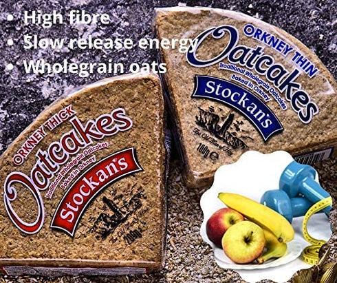 6 Packs (8 Pack) Stockan's Orkney Wholegrain Thick Oatcakes - Traditional Scottish Savoury Biscuits Imported from