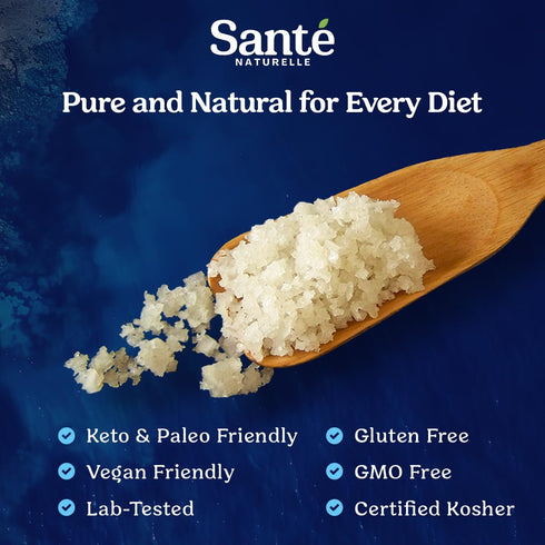 1.1lb (18oz) 82+ Sante Naturelle Celtic Salt Grey Coarse - Unrefined French Sea Salt Organic, Rich in Minerals Salt