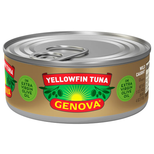 4 Pack, 5 oz. (Pack 4) Genova Wild Caught Premium Yellowfin Tuna, Flavor Variety Can