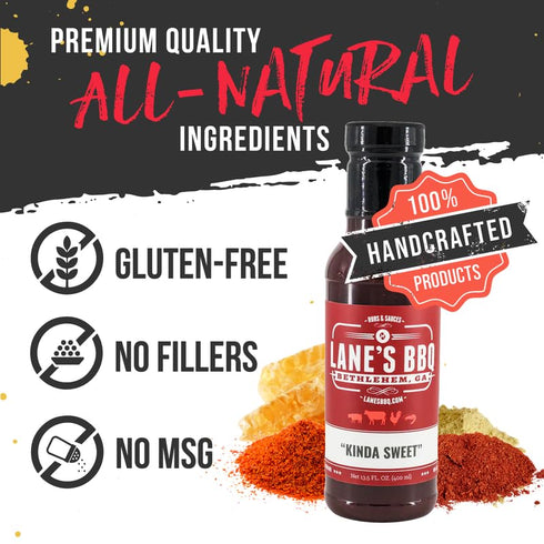 13.5 Oz Lane's Kinda Sweet BBQ Sauce, All-Natural Chicken Marinade Barbecue Sauce, Perfect for Beef, Pork, Marinated