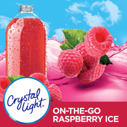 (10 Packets) Crystal Light Sugar-Free Raspberry Ice Drink Mix On-the-Go