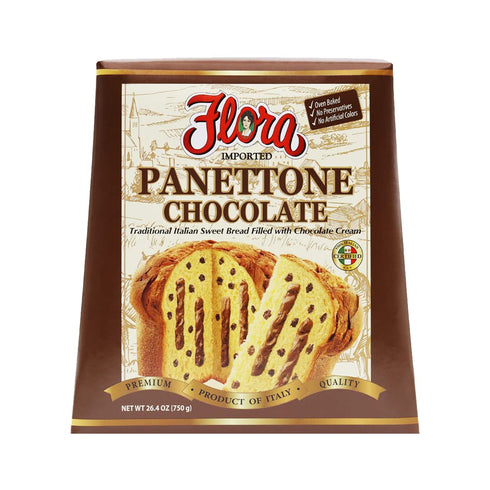 Flora Foods Panettone Chocolate Chip Traditional Italian Soft and Moist Sweet Bread