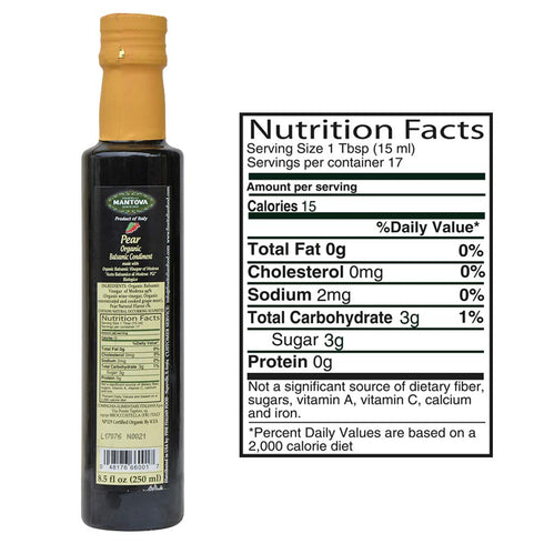 8.5 (Pack 2) Mantova Organic Balsamic Vinegar, Pear, Ounce