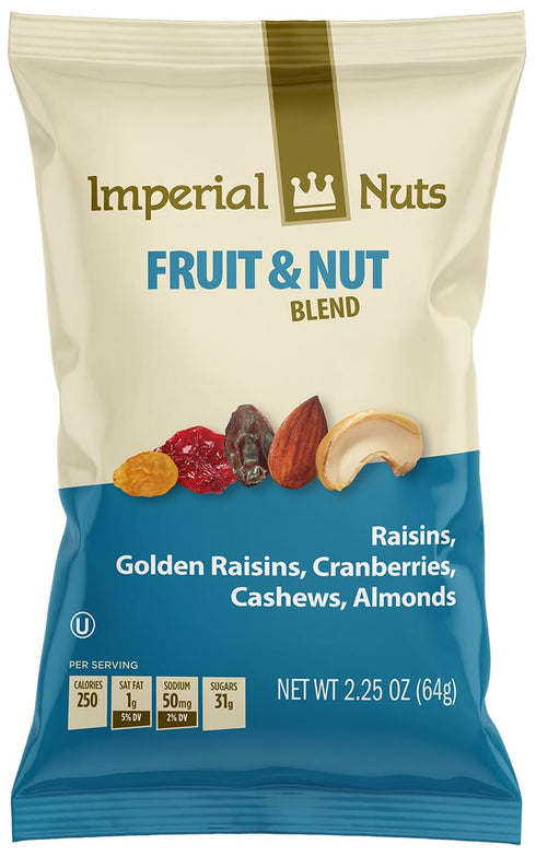 Imperial Nuts (18 Pack 2.25 oz) - Dried Fruit & Nut Blend x Featuring Raisins, Cranberries, Cashews, Golden Raisins