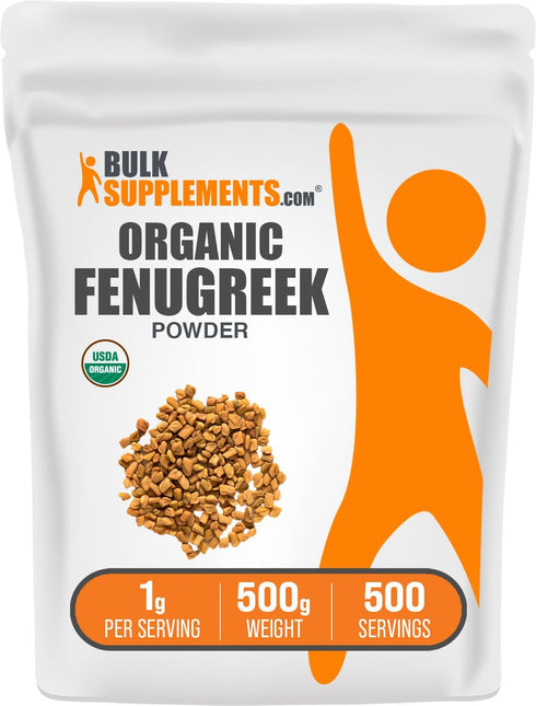 BulkSupplements.com Organic Fenugreek Powder - Gluten Free, 1g per Serving, 500g (1.1 lbs) from Organic Seeds
