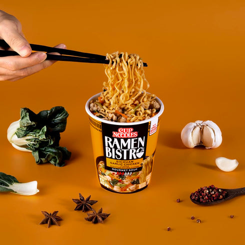 3.1 (Pack 6) Nissin Cup Noodle Ramen Bistro, Sichuan Garlic Chicken, Ounce
