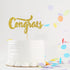 Gold Glitter Congrats Cake Topper for Graduation Party Decorations, Class of 2025, College Grad, Congratulations