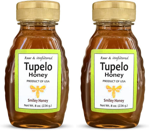 Smiley Honey 100% Tupelo Honey, Rare, Raw and Unfiltered, Certified Kosher (8oz)