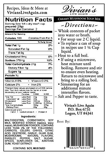 Vivian's Live Again Packet Gluten Free Cream of Mushroom Soup Mix by - Dairy Free Single