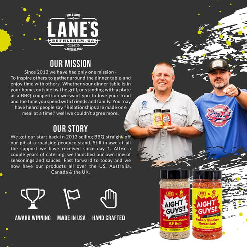 13.2 Oz Lane's Bama Grill Master BBQ Seasonings and Rubs, Sweet and Smoky Seasoning Rub for Grilled Meats & Veggies BBQ