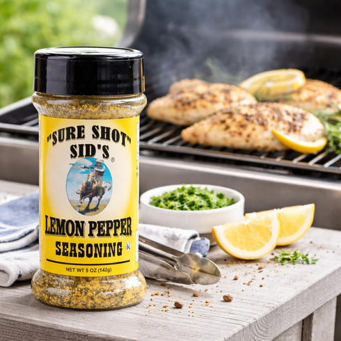 5 oz Sure Shot Sids Lemon Pepper Seasoning All-Purpose BBQ & Grill Rub for Chicken, Seafood, Steak, Vegetables