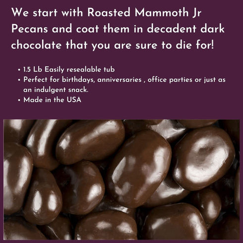 1.5 Lb Dark Chocolate Pecans - Tub