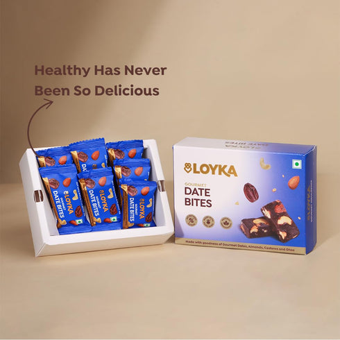 LOYKA Pack 7pcs Date Bites No Added Sugar Healthy Dry Fruits Sweets Gift - Sugar Free Date Bites with Ghee & Cashew