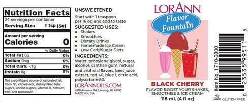 LorAnn Black Cherry Flavor Fountain, 4 oz Bottle