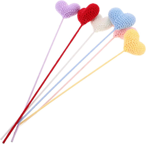 6pcs Handmade Crochet Heart Bouquet Soft Yarn Knitted Flowers for Weddings Valentine