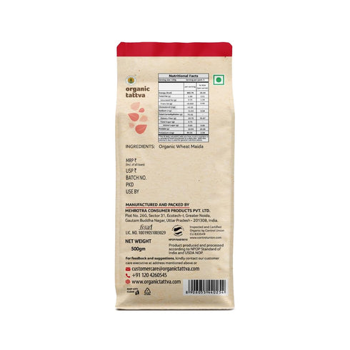 Flour,500g Organic Tattva Organic Wheat Maida USDA Certified