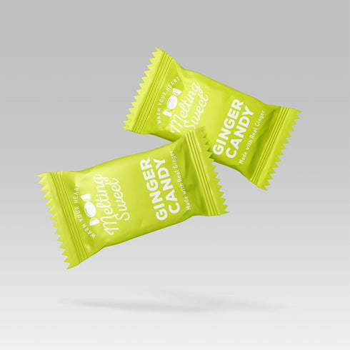 (4.4oz, Pack 3) Melting Sweet Premium Individually Wrapped Ginger Hard Candy