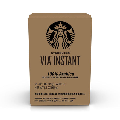 100% 1 (50 Packets) Starbucks VIA Instant Coffee, Light Roast Coffee, Veranda Blend, Arabica, Single-Serve, Box
