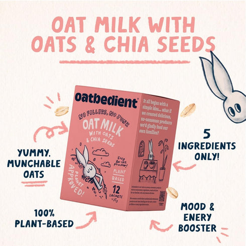 10 oz 12 Oatbedient Oat Milk Powder, Sachets, Non-Dairy Milk Powder, NGMO, Vegan, No Preservatives, Lactose Free Milk