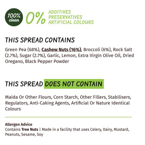 (Pack 1) 100gm 5 100% Simplify Broccoli & Green Pea Spread - of - Family Friendly | Each Makes for Sandwich | Tasty