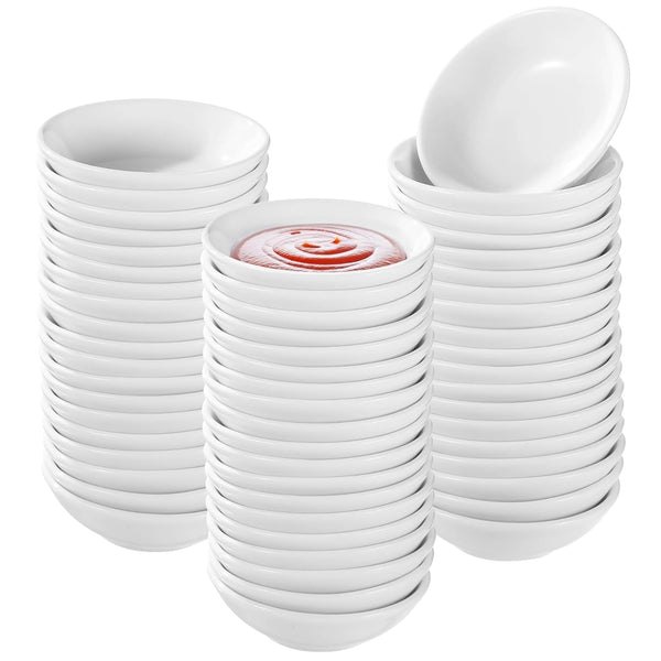 NIMBLOOM 50 PCS Round Ceramic Sauce Bowls, 2.9 x 1 in Ceramic Dipping