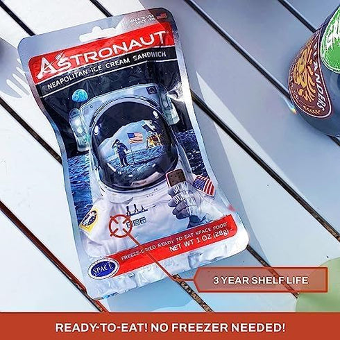 6 Count Astronaut Foods Freeze-Dried Ice Cream Sandwich, NASA Space Dessert, Neapolitan