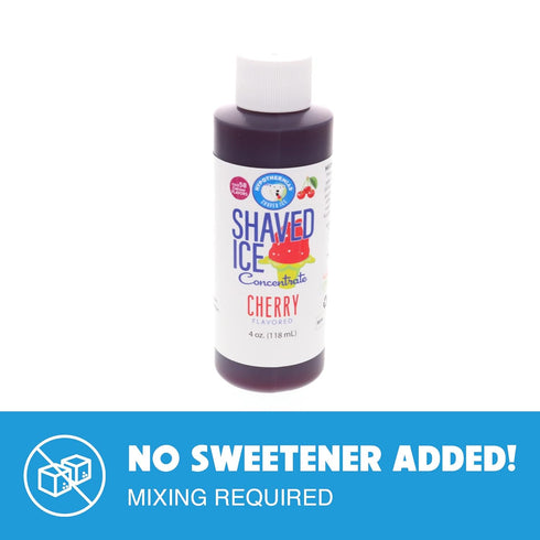 Hypothermias Unsweetened Shaved Ice and Snow Cone Syrup Concentrate, 4 Fl Oz, Cherry Flavor