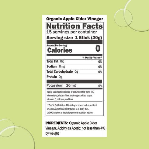 ALLBIO 0.71oz 15 Pack (1 (15 Count Organic Apple Cider Vinegar Sticks | x | USDA Organic, Non-GMO, Sugar-Free Box