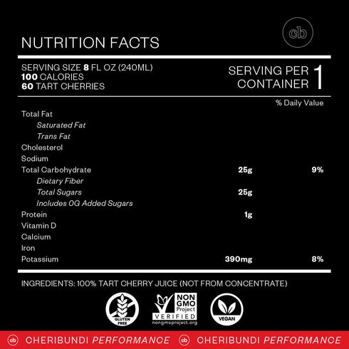 100% 8 floz (12 Pack) Cheribundi Tart Cherry Juice Pure | Unsweetened Tart Cherry Juice | Athletes Recovery Drink |