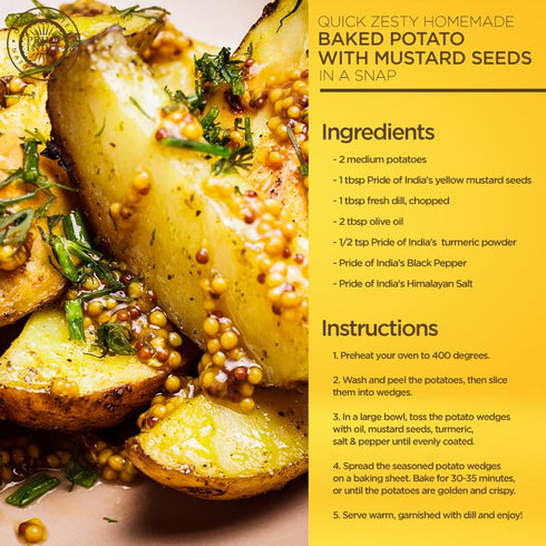 PACK 6 1.5 (Pack 1) Pride Of India - of - Yellow Mustard Seed Whole Pungent & Aromatic Gourmet Indian Spice Add