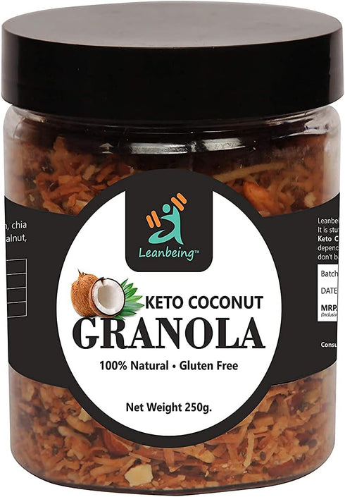 Astha 250 Leanbeing Keto Granola Coconut Mocha Crunch G | Low Carb Cereal, Gluten & Grain Free- Low Fat, High Protein