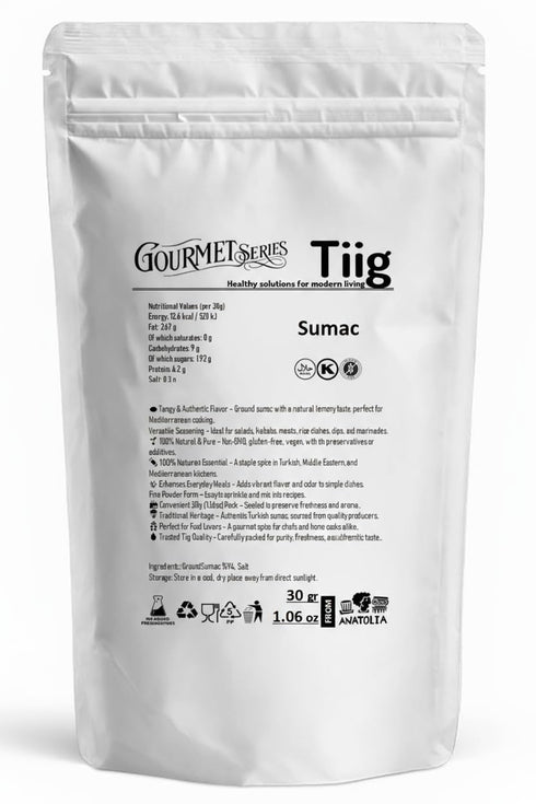 30g (1.06oz) Ground Sumac Powder | Natural Tangy Spice | Authentic Turkish & Mediterranean Seasoning for Salads