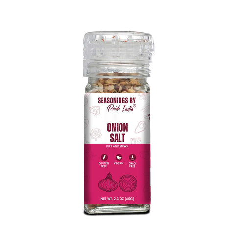 Pride of India Onion Salt 2.3 oz (65 gm) w/Convenient Grinder Cap