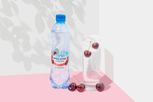 24-Pack, 16.9oz Crystal Geyser Sparkling Cherry Alpine Natural Spring Water, Bottles, Zero Calories and No Sweeteners