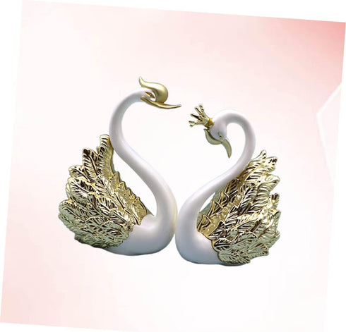 2 Pcs Small Swan Car Ornaments for Home Water Table Decorations, Mini Swan Crown Cake Topper