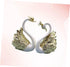 2 Pcs Small Swan Car Ornaments for Home Water Table Decorations, Mini Swan Crown Cake Topper